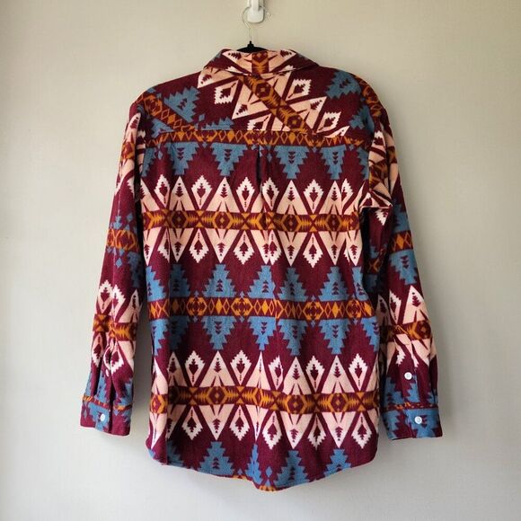 Wrangler Wrancher Fleece Shirt | Aztec South Western Print Long Sleeve | Small - Picture 2 of 8